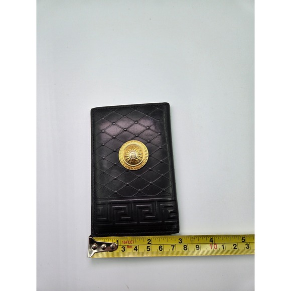 Versace Black Leather‎ Wallet Medusa Coin Logo Greek - Picture 12 of 12